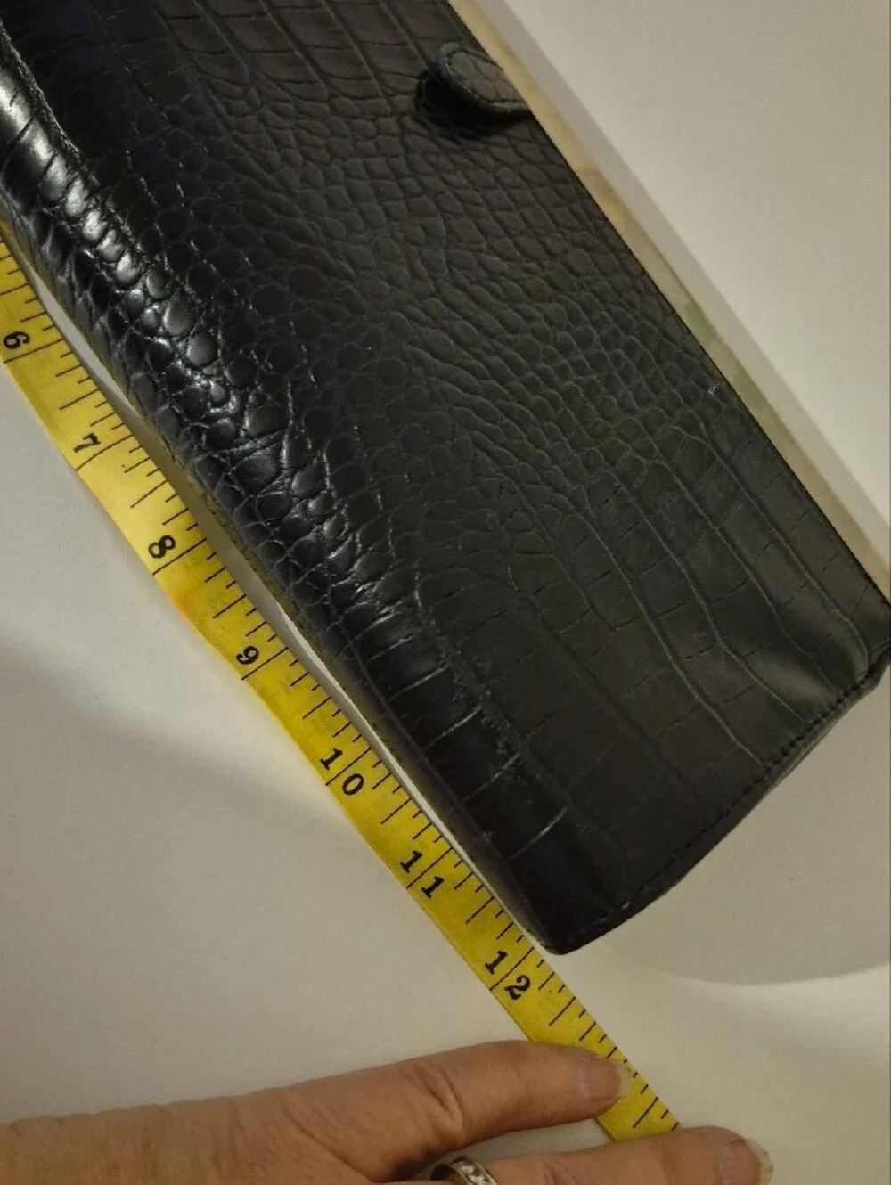 Aldo Black Croc-Embossed Clutch with Silver Frame